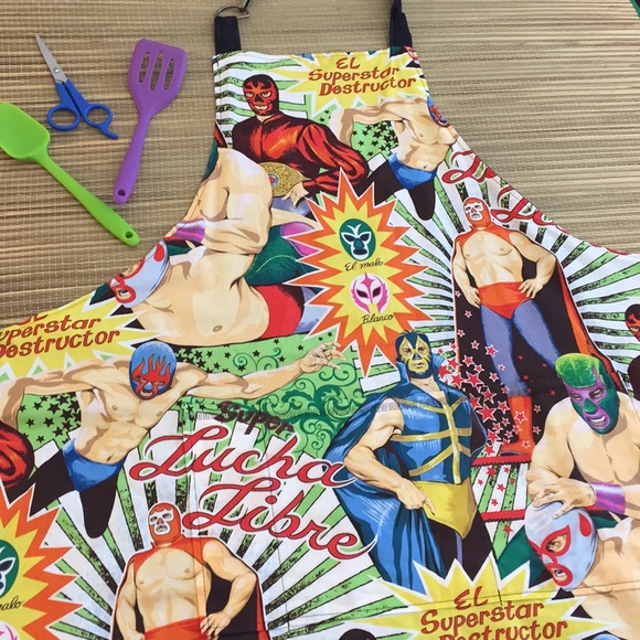 NWOT lucha libre kitsch reversible apron - Picture 1 of 8